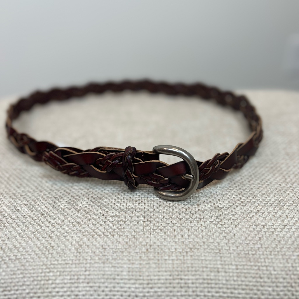 New Women’s Braided Leather Brown Belt Sz Medium